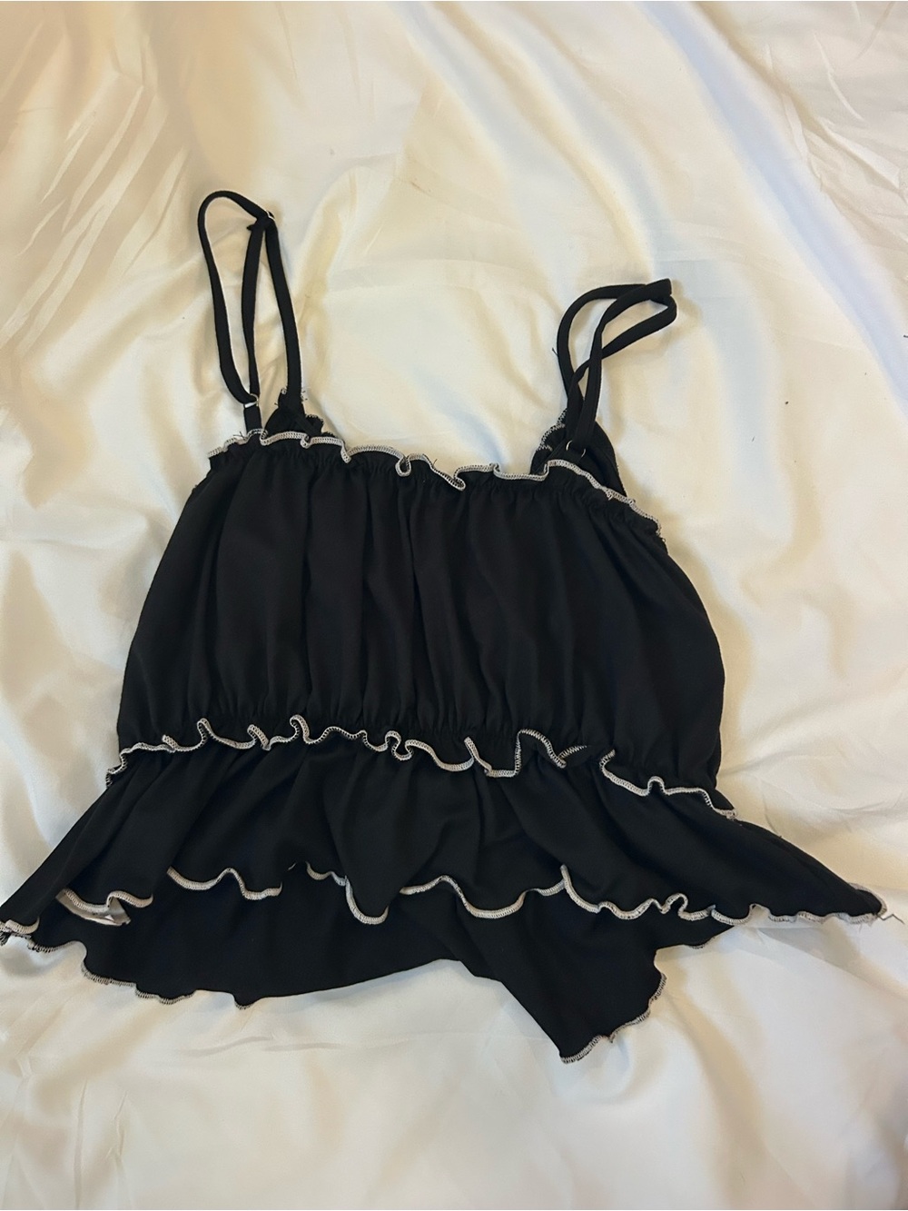 Black Ruffle Tie-Front top - Picture 2 of 2